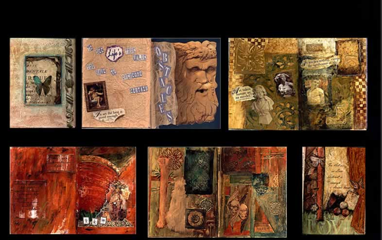 Altered book artwork by Pigeon in Our Parlour — a vintage book transformed into a sculptural mixed-media piece
