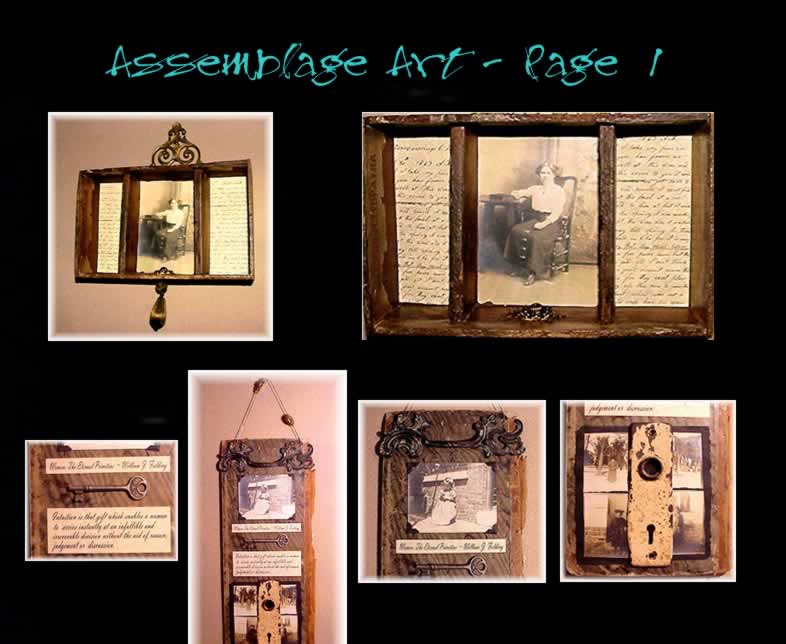 Assemblage artwork page 1 by Pigeon in Our Parlour — a three-dimensional composition of found objects