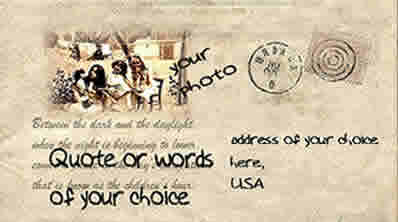 Custom envelope art with layered paper and imagery